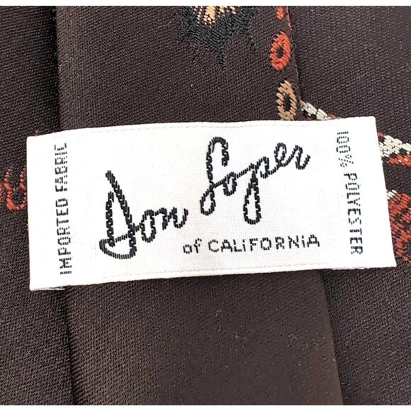 VTG 70s Don Loper Neck Tie Brown Abstract Shell Pattern Polyester 54 inch Long - Picture 6 of 8